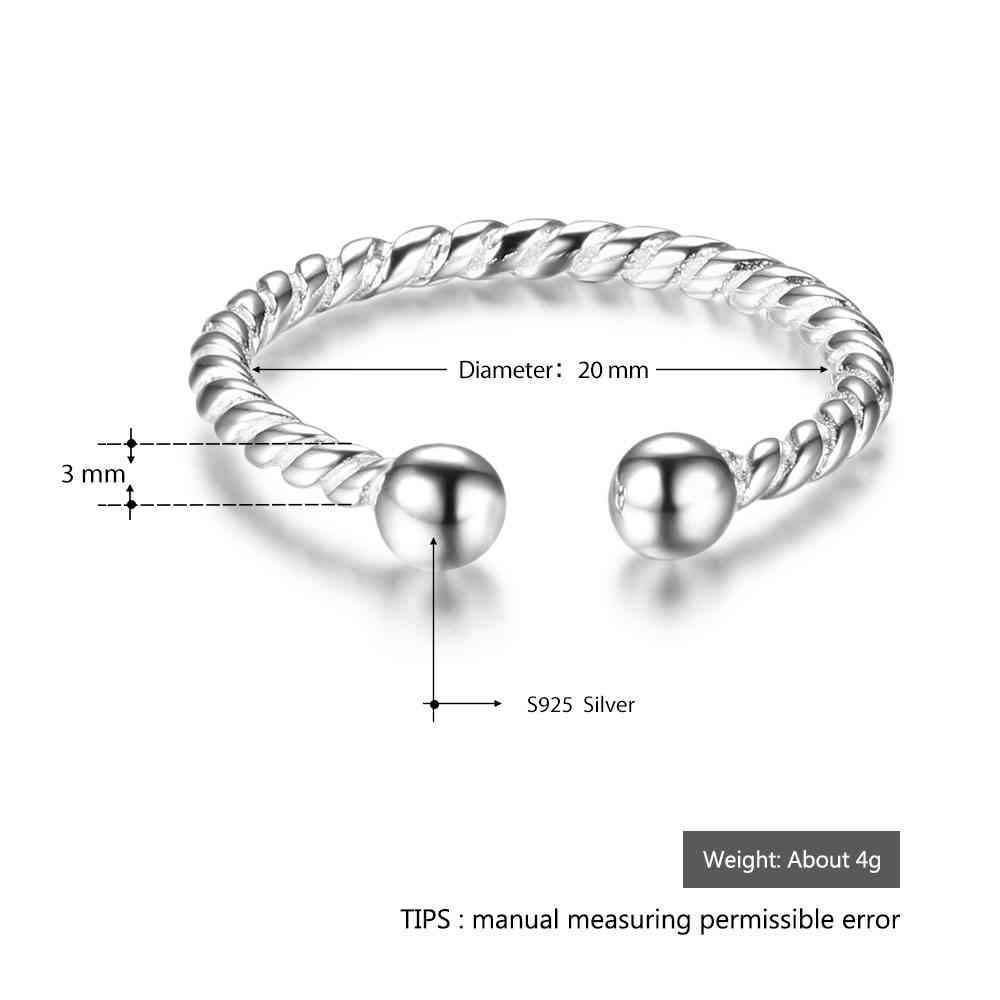 Trendy Real 925 Sterling Silver Open Adjustable Rope Rings for Women –Romantic Jewelry Gift-Customized Jewel
