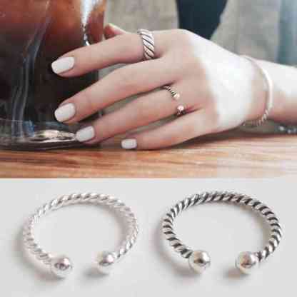 Trendy Real 925 Sterling Silver Open Adjustable Rope Rings for Women –Romantic Jewelry Gift-Customized Jewel