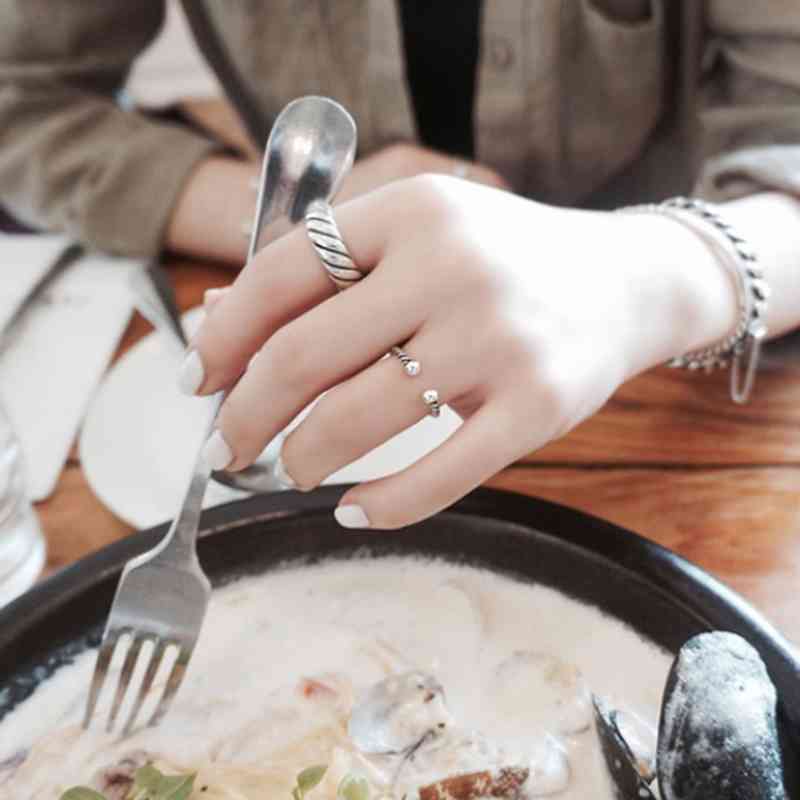 Trendy Real 925 Sterling Silver Open Adjustable Rope Rings for Women –Romantic Jewelry Gift-Customized Jewel