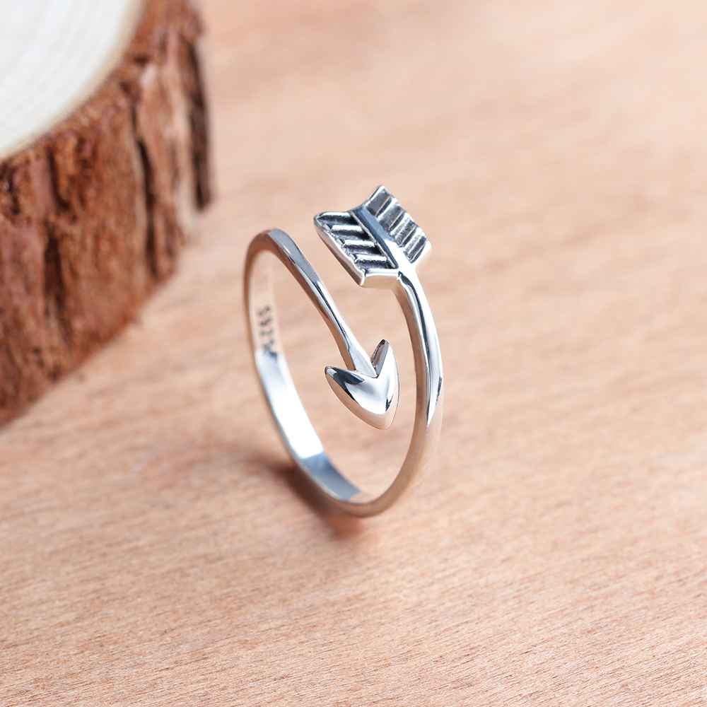 New Women Solid 925 Sterling Silver Rings Cupid Arrow Ring Shape Trendy Jewelry Rings Valentine Gift For Girls-Customized Jewel