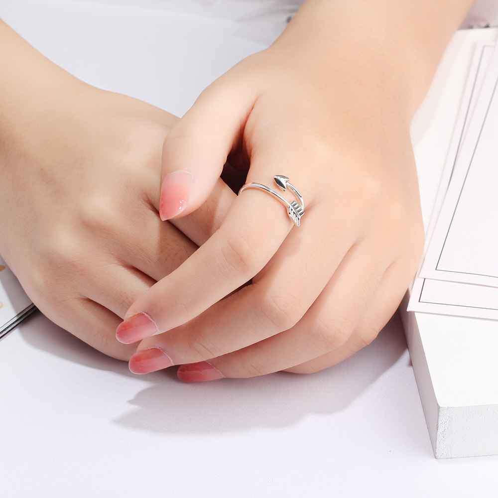 New Women Solid 925 Sterling Silver Rings Cupid Arrow Ring Shape Trendy Jewelry Rings Valentine Gift For Girls-Customized Jewel
