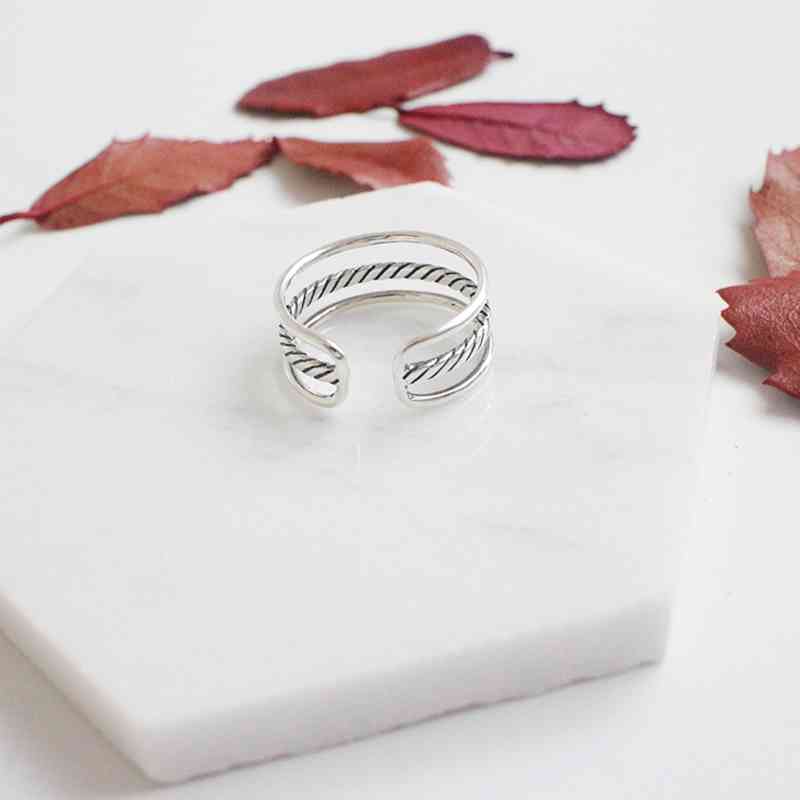 New Women Real 925 Sterling Silver Ring Open Adjustable Finger Ring with 3 Layers Trendy Style Gift for Girls-Customized Jewel