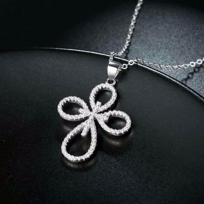 Solid Women’s 925 Sterling Silver Necklace with Cross Pattern CZ Pendant, Fashion Wedding Jewelry for Females, Trendy Pendant Necklace-Customized Jewel