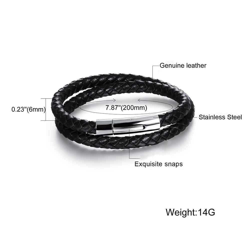 Fashion Stainless Steel Genuine Leather Bracelets & Bangles, Casual Sports Accessory for Men-Customized Jewel