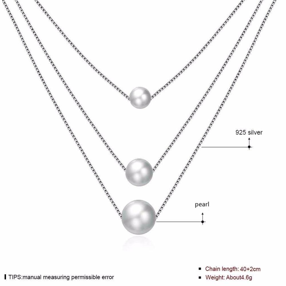 Solid 925 Sterling Silver Necklace For Women Fashion Simulated Pearl Necklaces & Pendants Party Jewelry-Customized Jewel