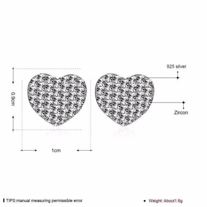 Solid 925 Sterling Silver Stud Earring Heart Love Design Cubic Zirconia Wedding Jewelry Earrings For Women-Customized Jewel
