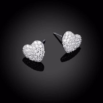 Solid 925 Sterling Silver Stud Earring Heart Love Design Cubic Zirconia Wedding Jewelry Earrings For Women-Customized Jewel