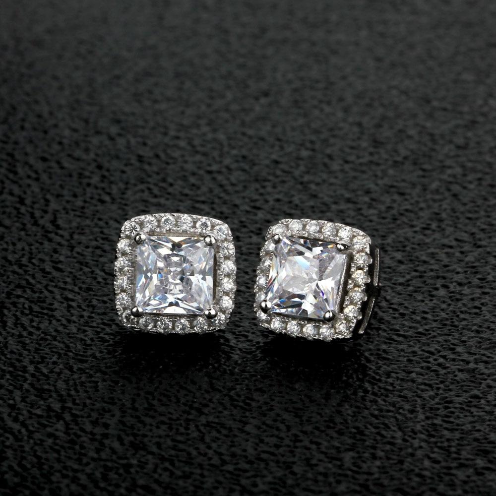 6MM Square Cubic Zirconia Sterling Silver Earrings For Women Fashion Jewelry Stud Earring-Customized Jewel