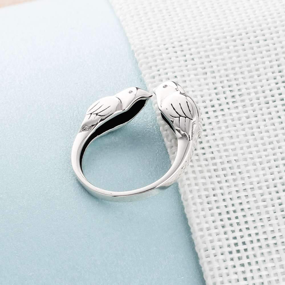 925 Sterling Silver Double Little Birds Vintage Ring for Women, Cute Style Fashion Jewelry Gift-Customized Jewel