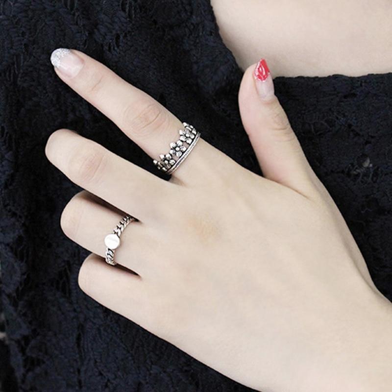 Vintage 925 Sterling Silver Flowers Shape Ring for Women, Adjustable Ring Jewelry-Customized Jewel