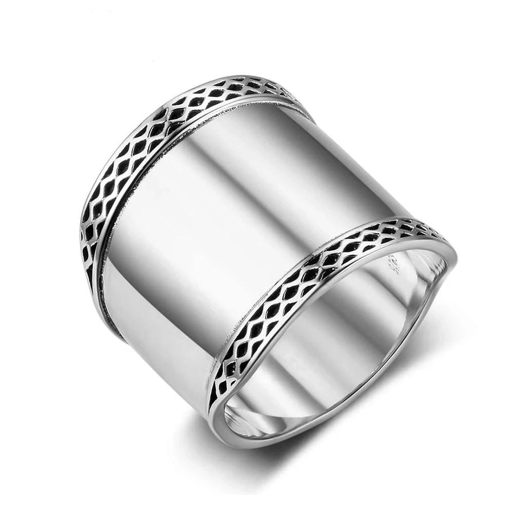 Solid 925 Sterling Silver Female Rings 20mm Wide Rings Simple Style Rings Wedding Accessories Jewelry-Customized Jewel