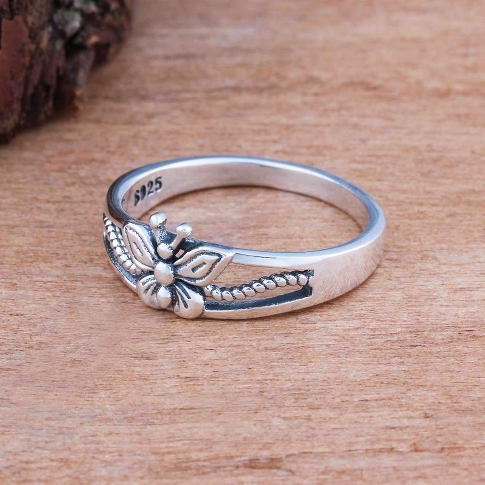 Solid 925 Sterling Silver Female Rings With 7mm Butterfly Shape Engagement Rings Jewelry Rings Gift to Girls-Customized Jewel