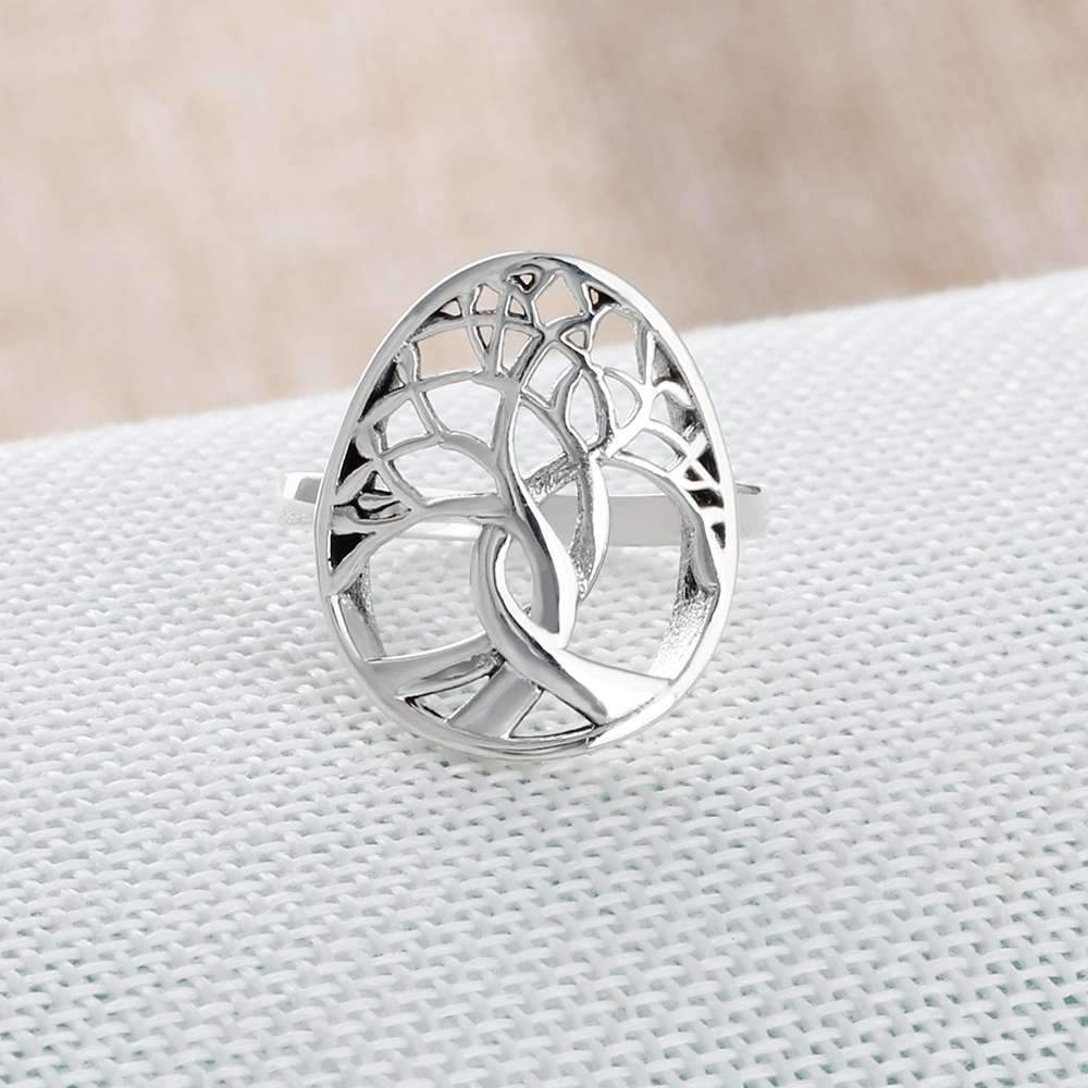 Solid 925 Sterling Silver Female Rings With Tree Weave Shape Vintage Style Rings Jewelry Rings Gift to Girls-Customized Jewel