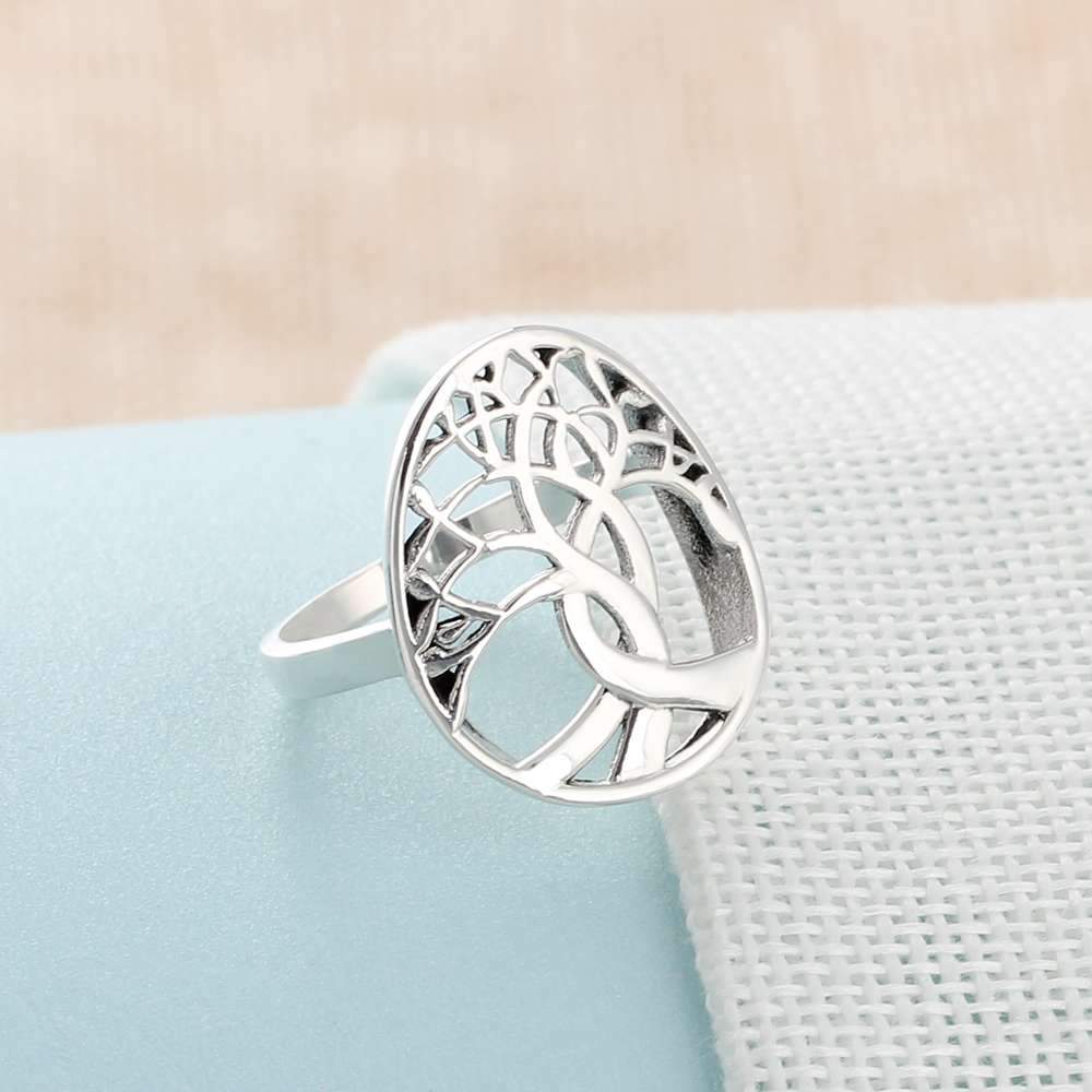 Solid 925 Sterling Silver Female Rings With Tree Weave Shape Vintage Style Rings Jewelry Rings Gift to Girls-Customized Jewel