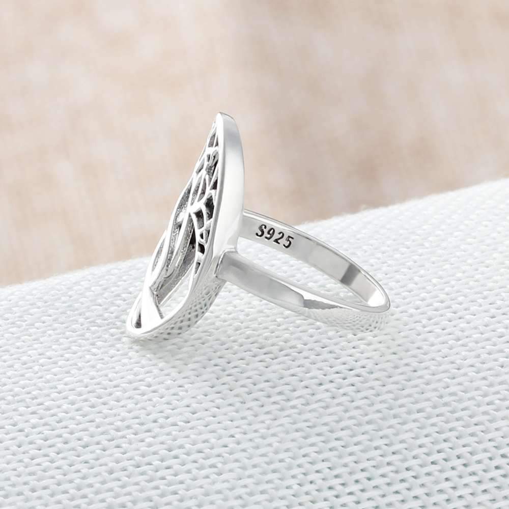 Solid 925 Sterling Silver Female Rings With Tree Weave Shape Vintage Style Rings Jewelry Rings Gift to Girls-Customized Jewel