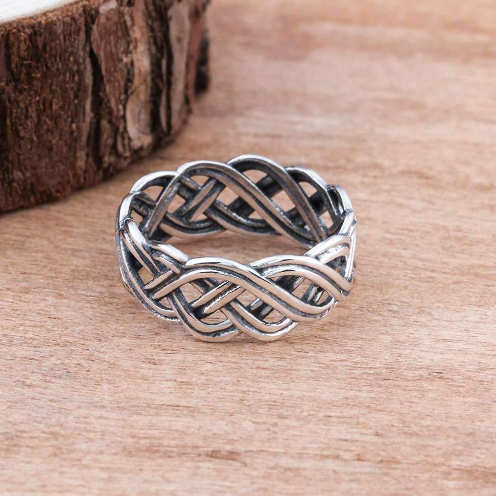 Solid 925 Sterling Silver Female Rings With 7mm Wide Lace Weaving Engagement Rings Jewelry Rings-Customized Jewel