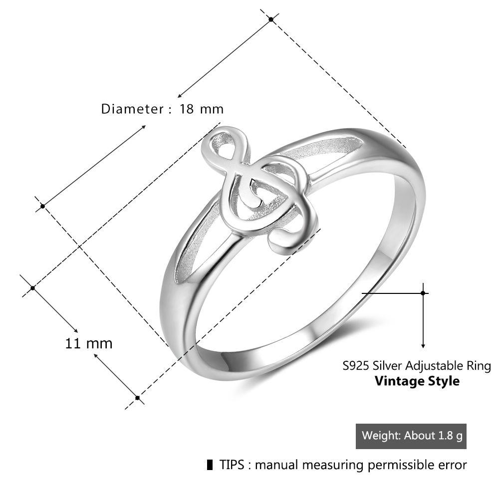 925 Sterling Silver Musical Notes Pattern Rings for Women, Fashion Jewelry Gift for Music Lovers-Customized Jewel