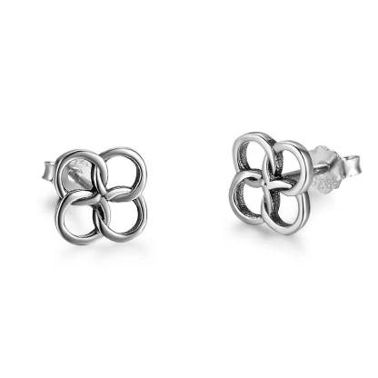 925 Sterling Silver Four Buckles Stud, Lucky Symbol Fashion Earring for Women, Best Gift for Her-Customized Jewel