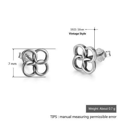 925 Sterling Silver Four Buckles Stud, Lucky Symbol Fashion Earring for Women, Best Gift for Her-Customized Jewel