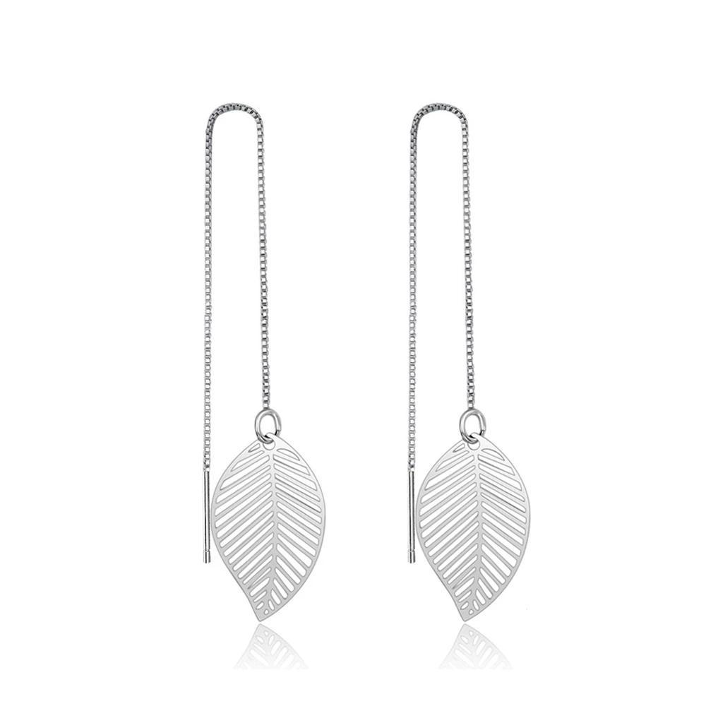 Women’s 925 Sterling Silver Leaves Drop Earrings with Tassels Pendant, Unique Jewelry Gift-Customized Jewel