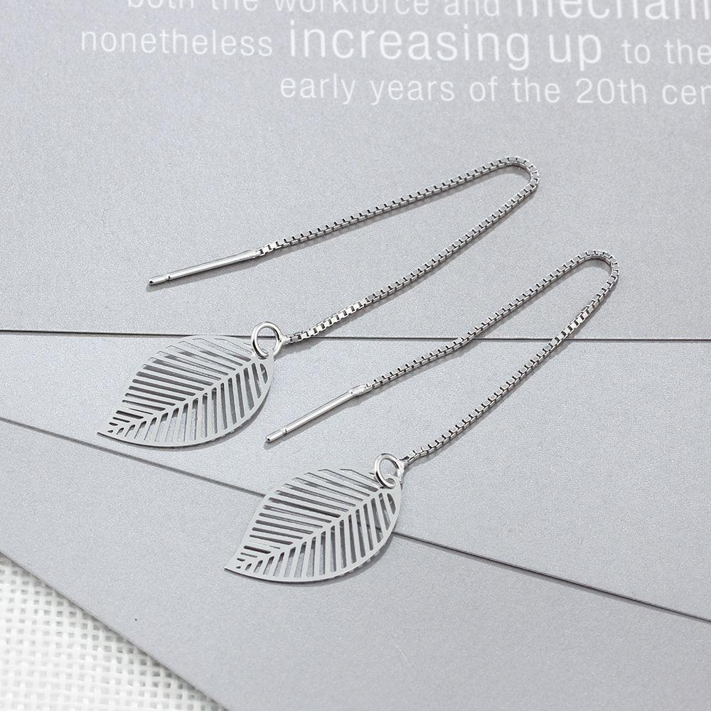 Women’s 925 Sterling Silver Leaves Drop Earrings with Tassels Pendant, Unique Jewelry Gift-Customized Jewel