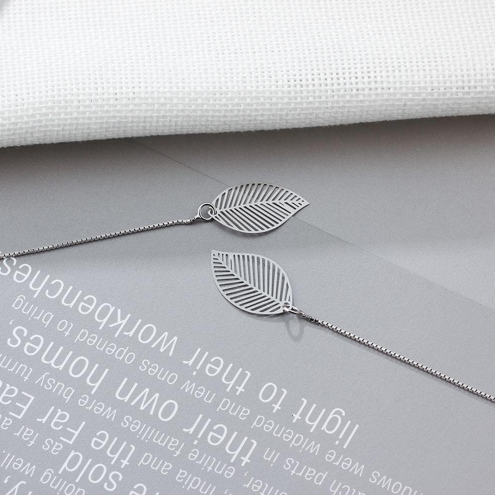 Women’s 925 Sterling Silver Leaves Drop Earrings with Tassels Pendant, Unique Jewelry Gift-Customized Jewel