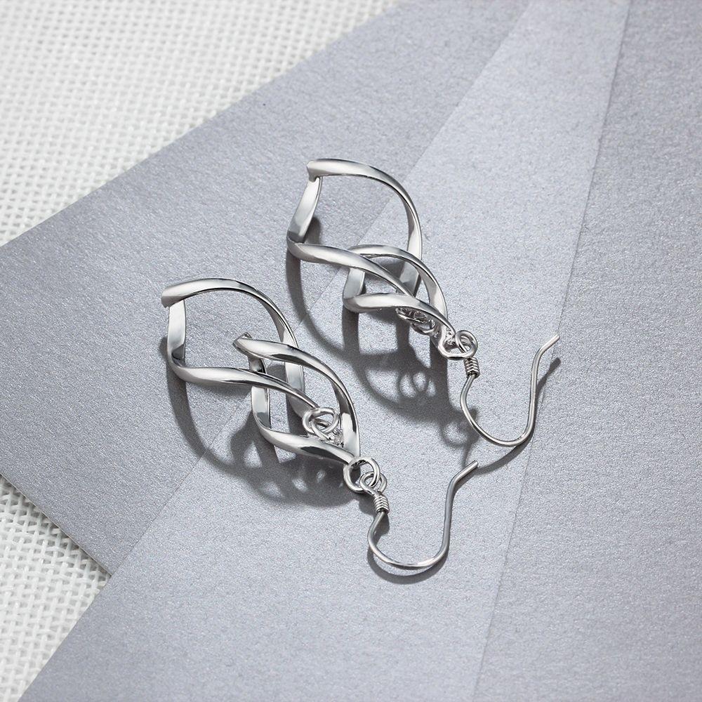 925 Sterling Silver Double Twisted Drop Earring, Long Leaf Fringed Jewelry for Women, Best Gift for Her-Customized Jewel