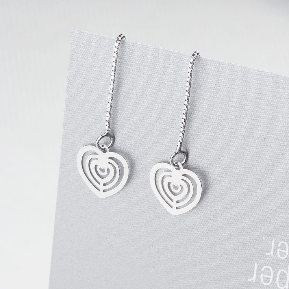 925 Sterling Silver Tassel Heart Drop Earrings for Women, Trendy Fashion Jewelry, Best Gift for Her-Customized Jewel