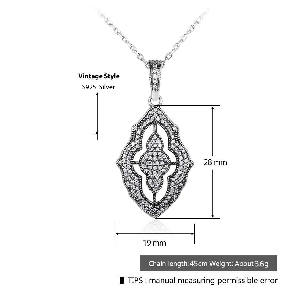 Solid 925 Sterling Silver Necklace & Pendants Fashion Women Necklace Vintage Design Jewelry-Customized Jewel