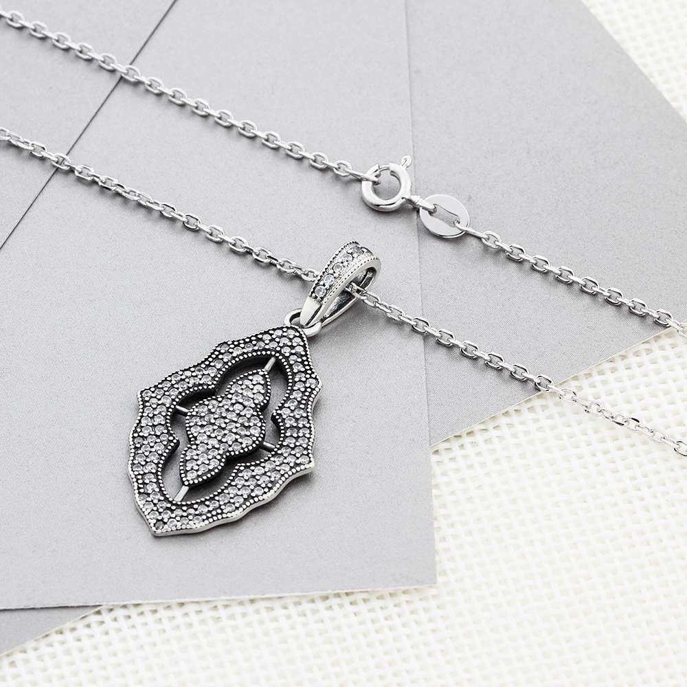 Solid 925 Sterling Silver Necklace & Pendants Fashion Women Necklace Vintage Design Jewelry-Customized Jewel