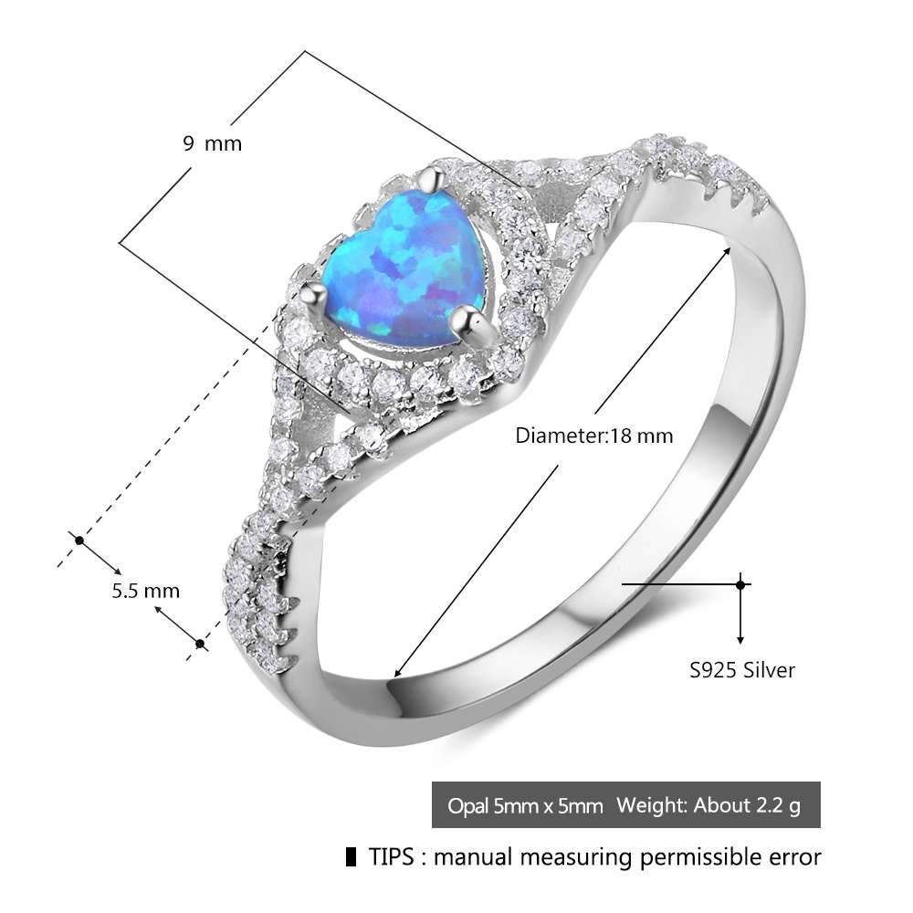 925 Sterling Silver Heart Opal Stone Rings, Engagement Jewelry for Women, 3 Color Options-Customized Jewel