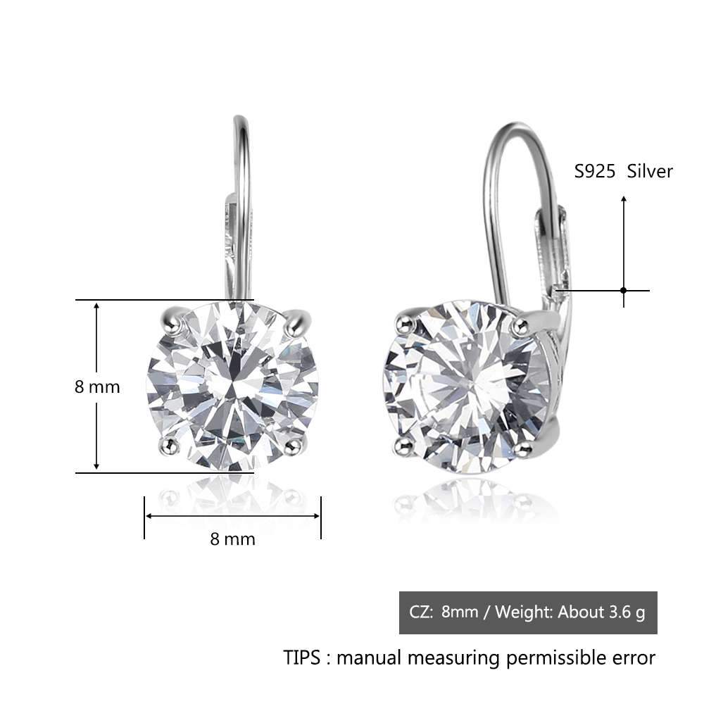 8mm Cubic Zirconia Solid 925 Sterling Silver Hoop Earrings For Women Romantic Style Jewelry Gift For Friend-Customized Jewel
