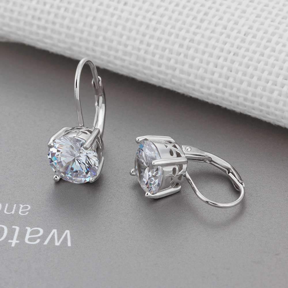 8mm Cubic Zirconia Solid 925 Sterling Silver Hoop Earrings For Women Romantic Style Jewelry Gift For Friend-Customized Jewel