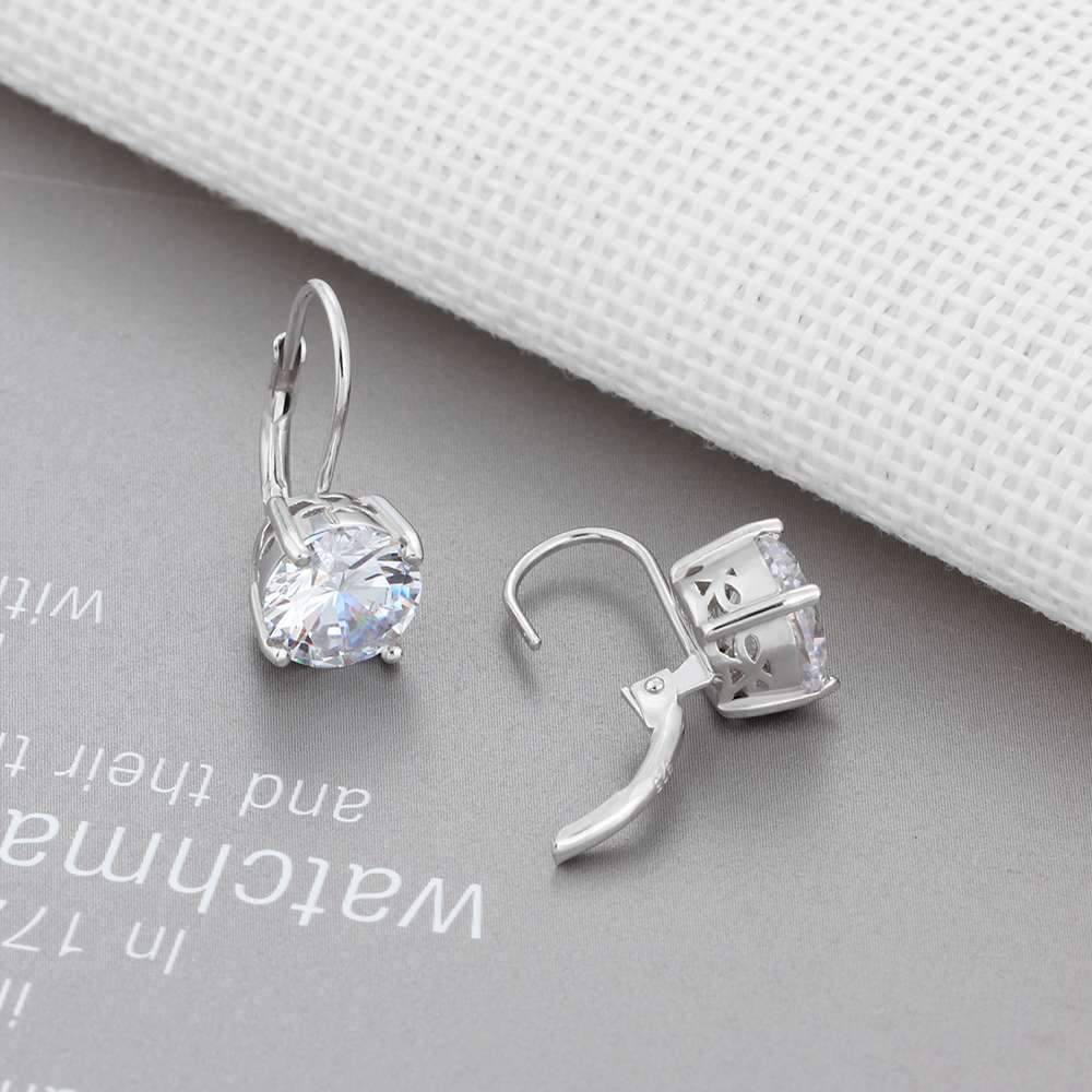 8mm Cubic Zirconia Solid 925 Sterling Silver Hoop Earrings For Women Romantic Style Jewelry Gift For Friend-Customized Jewel
