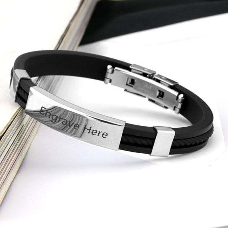 Personalized Stainless Steel Engraved Bracelets for Men, Fashion Jewelry Bangles Gift for Him-Customized Jewel