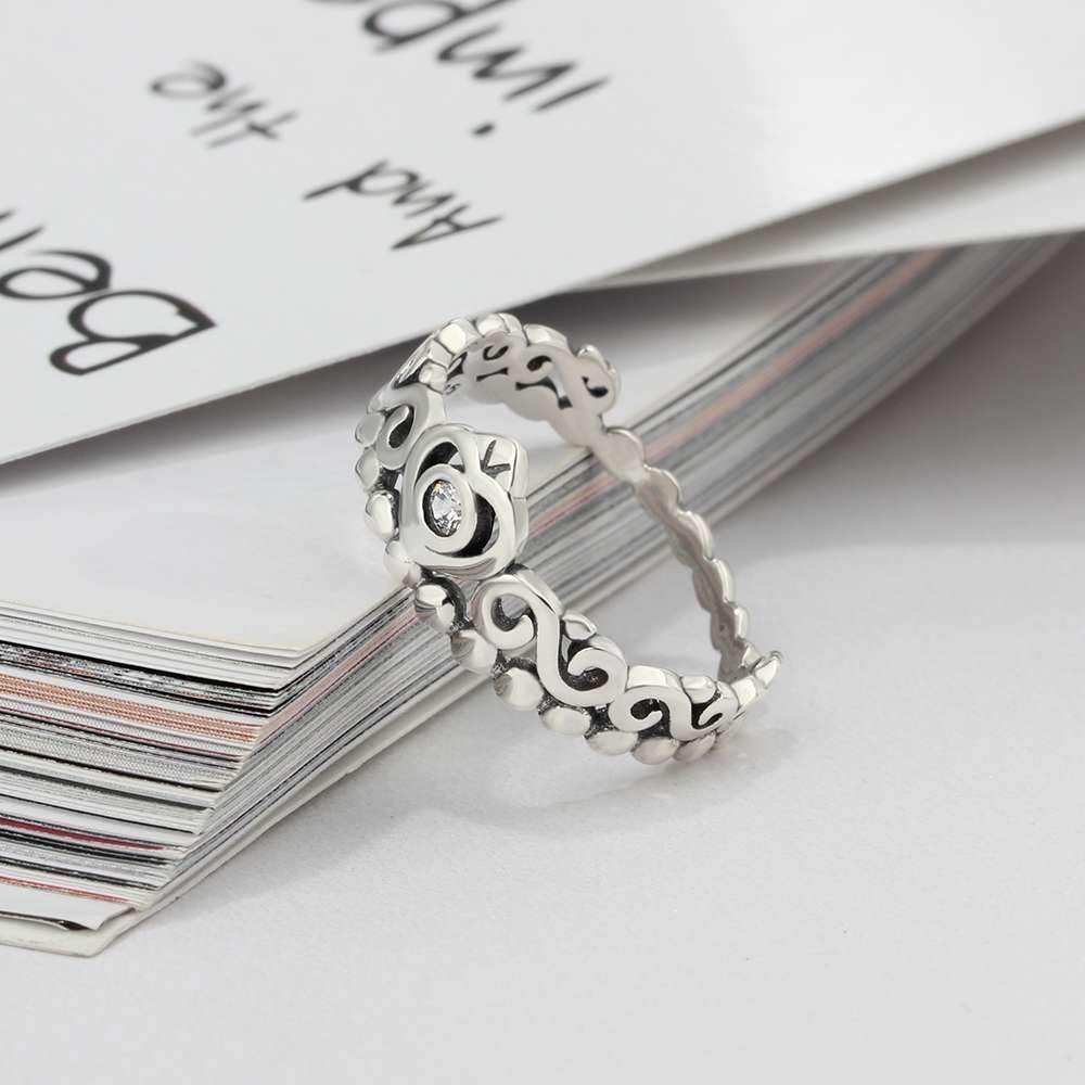 Genuine 925 Sterling Silver Rings for Women – Vintage Crown Finger Ring – Anniversary Jewelry Gifts-Customized Jewel