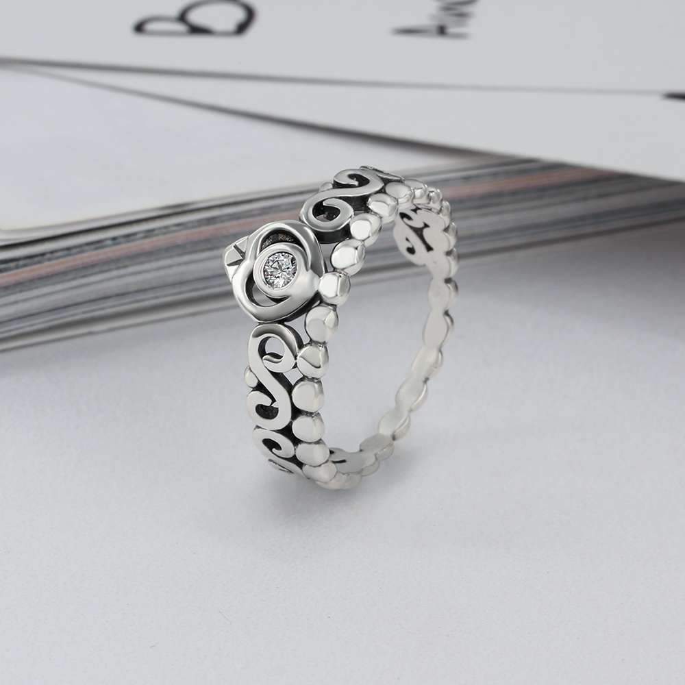 Genuine 925 Sterling Silver Rings for Women – Vintage Crown Finger Ring – Anniversary Jewelry Gifts-Customized Jewel