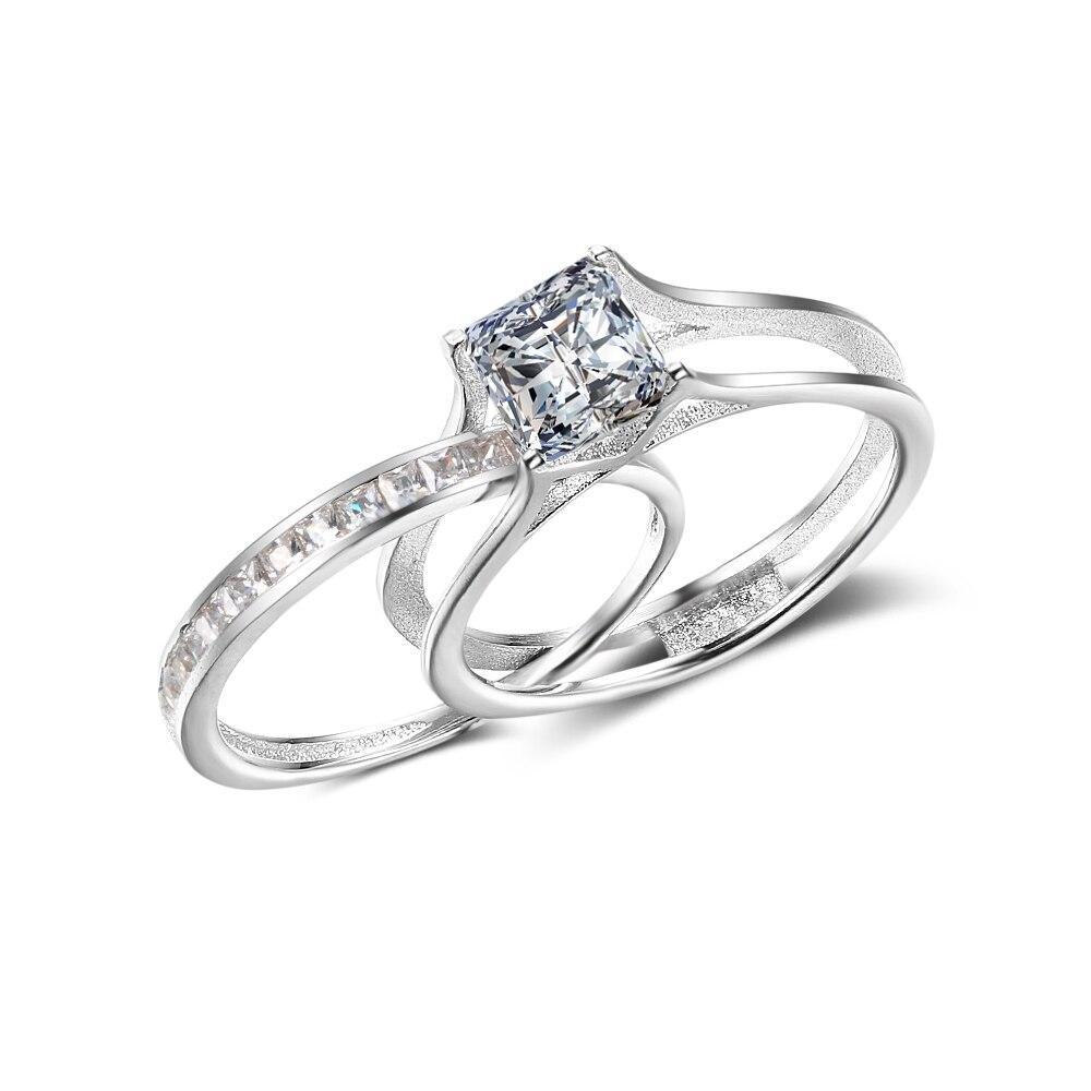 925 Sterling Silver Ring Jewelry 6mm Square Cubic Zirconia Women Rings For Party Anniversary Gift-Customized Jewel