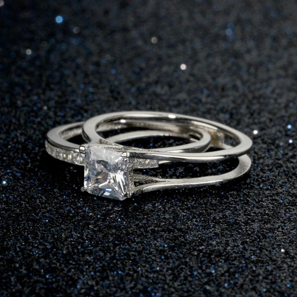 925 Sterling Silver Ring Jewelry 6mm Square Cubic Zirconia Women Rings For Party Anniversary Gift-Customized Jewel