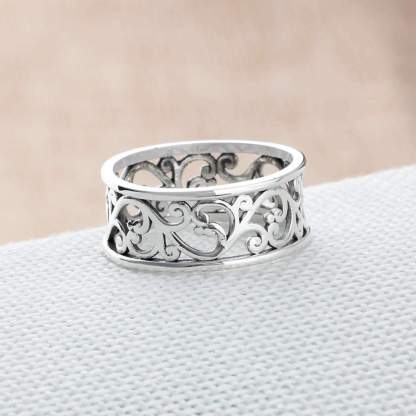 Solid 925 Sterling Silver Vintage Style Rings for Women with Vintage Style Vine Wave Pattern-Customized Jewel