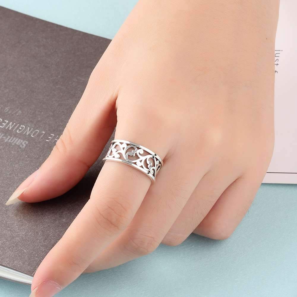 Solid 925 Sterling Silver Vintage Style Rings for Women with Vintage Style Vine Wave Pattern-Customized Jewel