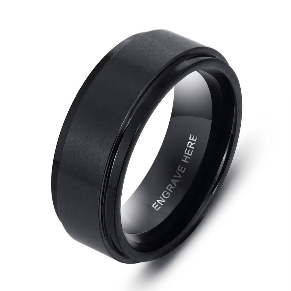 Personalized Tungsten Steel Name Engraved Ring, Fashion Jewelry Gift for Men-Customized Jewel