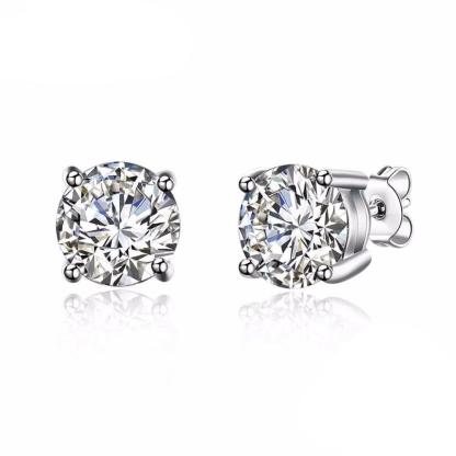 Sterling Silver Stud Earring Four Claws 8mm Cubic Zirconia Jewelry Earrings For Women Gift For Weddings-Customized Jewel