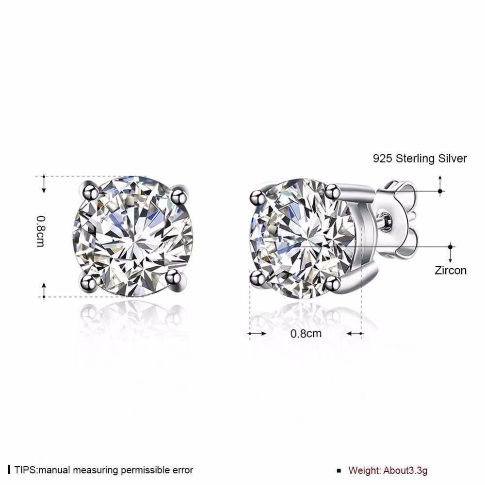 Sterling Silver Stud Earring Four Claws 8mm Cubic Zirconia Jewelry Earrings For Women Gift For Weddings-Customized Jewel