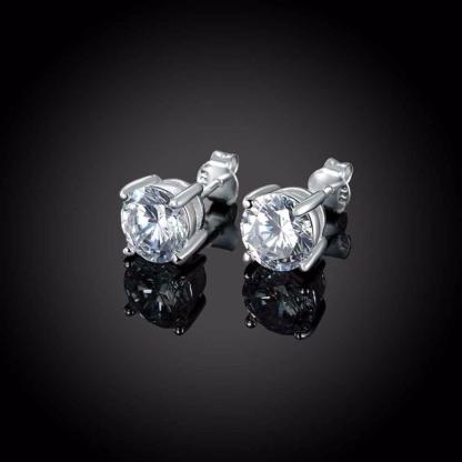 Sterling Silver Stud Earring Four Claws 8mm Cubic Zirconia Jewelry Earrings For Women Gift For Weddings-Customized Jewel