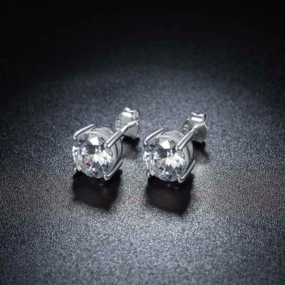 Sterling Silver Stud Earring Four Claws 8mm Cubic Zirconia Jewelry Earrings For Women Gift For Weddings-Customized Jewel