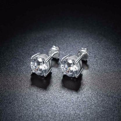Sterling Silver Stud Earring Four Claws 8mm Cubic Zirconia Jewelry Earrings For Women Gift For Weddings-Customized Jewel