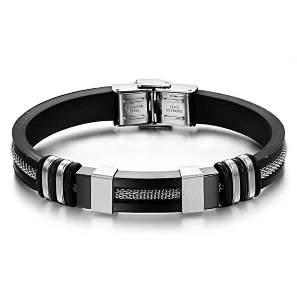 Silicone Bracelet Stainless Steel Bracelets & Bangles Casual & Sporty Fashion Men's Jewelry Best Man Gift-Customized Jewel