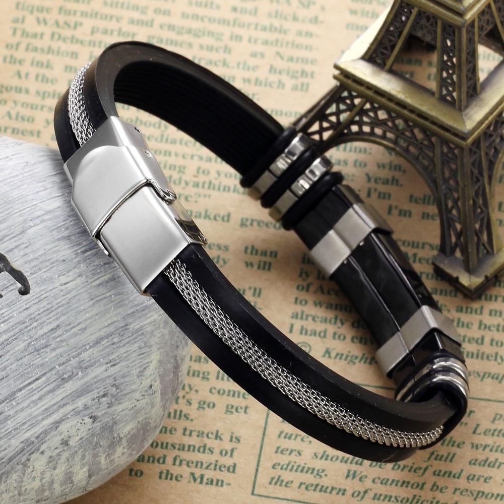 Silicone Bracelet Stainless Steel Bracelets & Bangles Casual & Sporty Fashion Men's Jewelry Best Man Gift-Customized Jewel