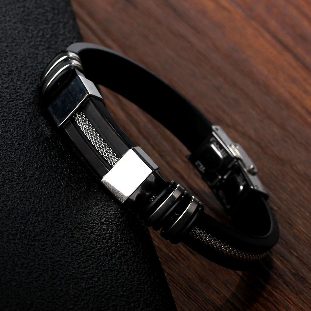 Silicone Bracelet Stainless Steel Bracelets & Bangles Casual & Sporty Fashion Men's Jewelry Best Man Gift-Customized Jewel